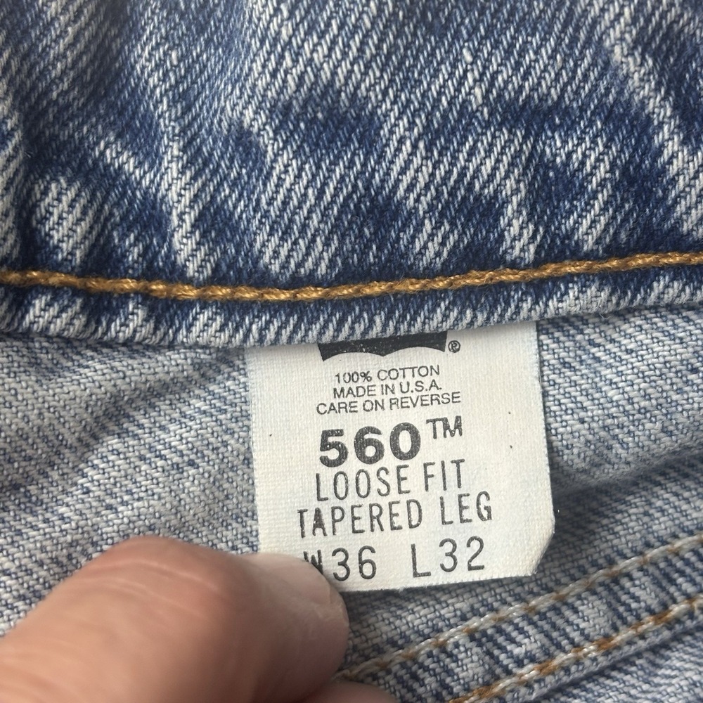 Levis 560 Men's 36x32 Jeans Loose Fit Tapered Medium Wash USA 90s Denim Vintage - Picture 9 of 13